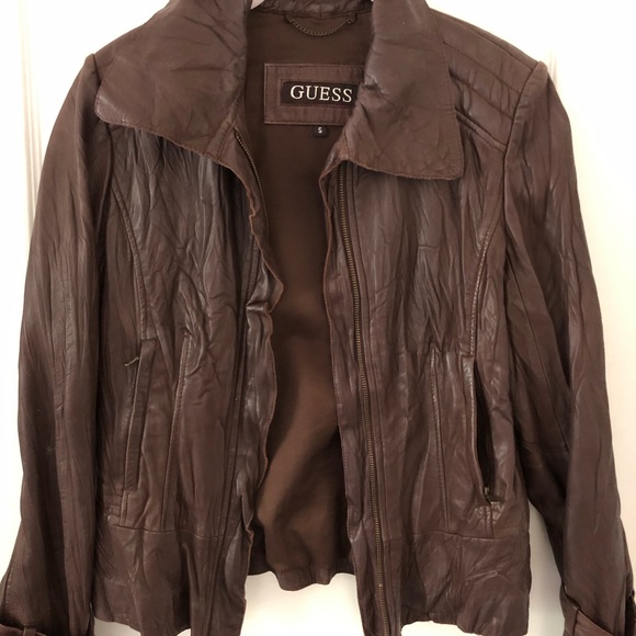 ❄️VINTAGE GUESS WAIST SLIMMING BUTTER LEATHER JACKET - Picture 2 of 10